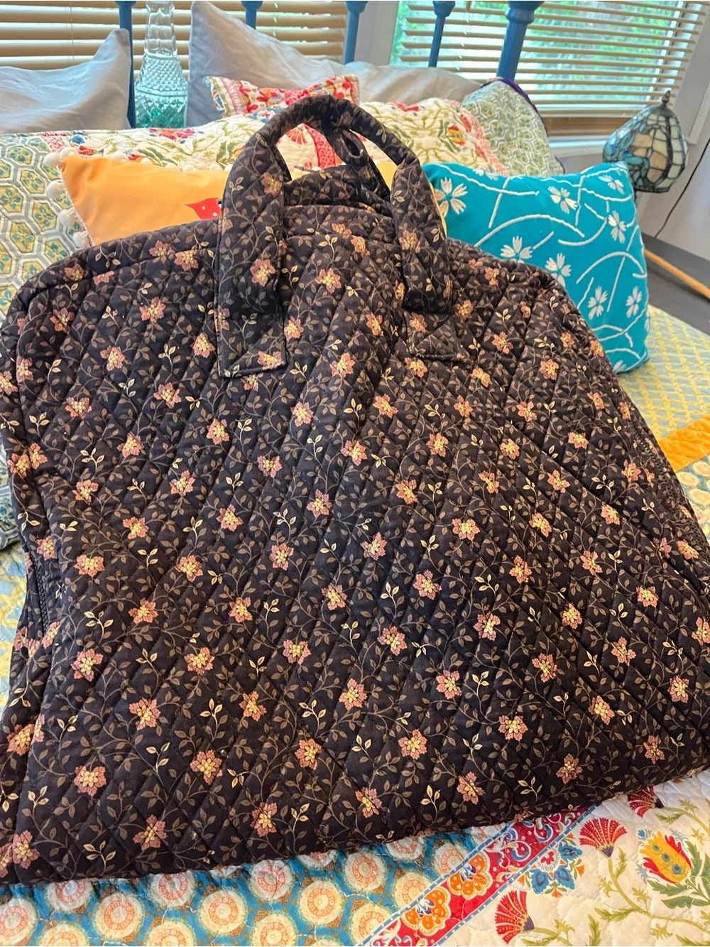 VTG Retired Vera Bradley Black Walnut Pattern Garment Bag Travel Bag